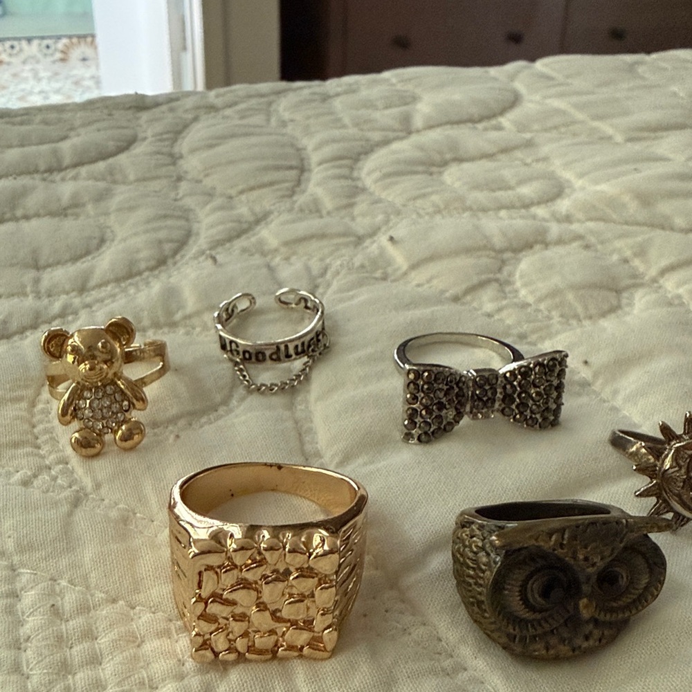 Gold and Silver Statement Rings Set - Picture 2 of 3
